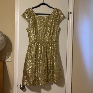 Gold sequin cocktail dress/evening with tulle underneath by B. Smart
